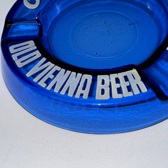 Vintage Ashtray O'Keefe's Beer Canada Cobalt Blue Glass Round Collectible - Picture 3 of 6